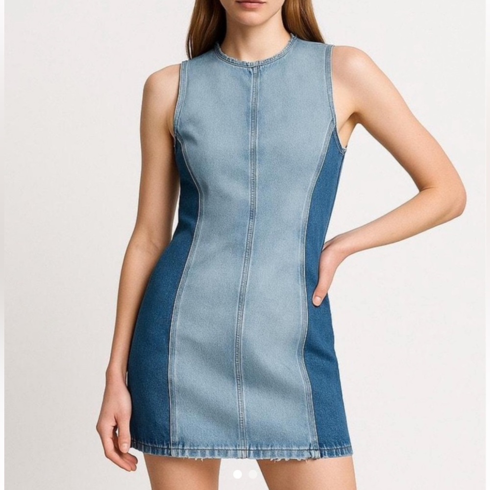 Zara two tone denim mini dress